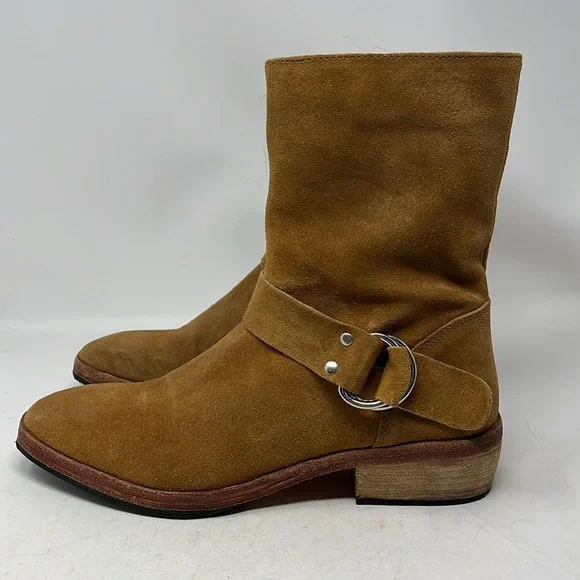 FREE PEOPLE VIENNA ANKLE BOOT CAMEL COLOR SUEDE EU 40 FITS LIKE 8.5 LIKE NEW - Picture 2 of 14